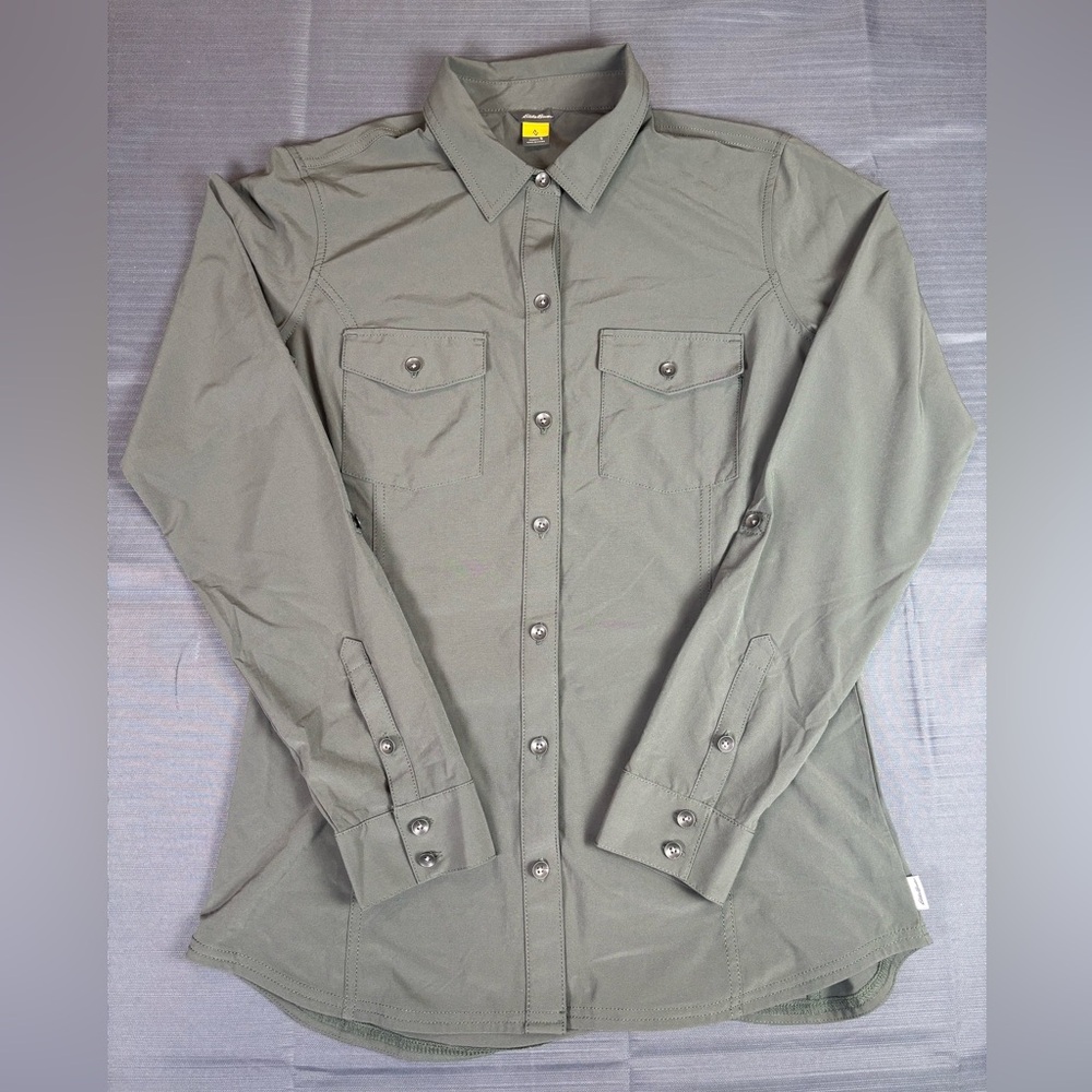 Eddie Bauer Women’s Stretch Button-Up Shirt – Sage Green – Size Small - Picture 1 of 7
